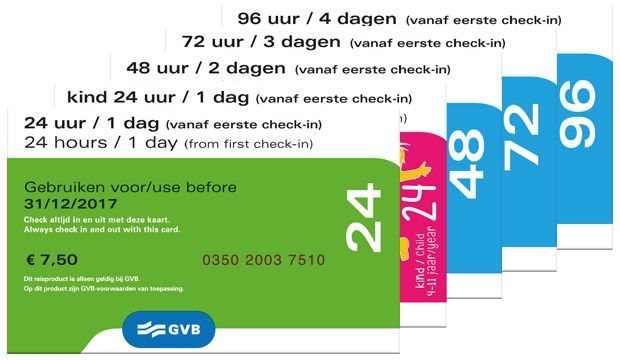 imagem de cartão de transporte GVB, opção de bilhete para transporte público em Amsterdam