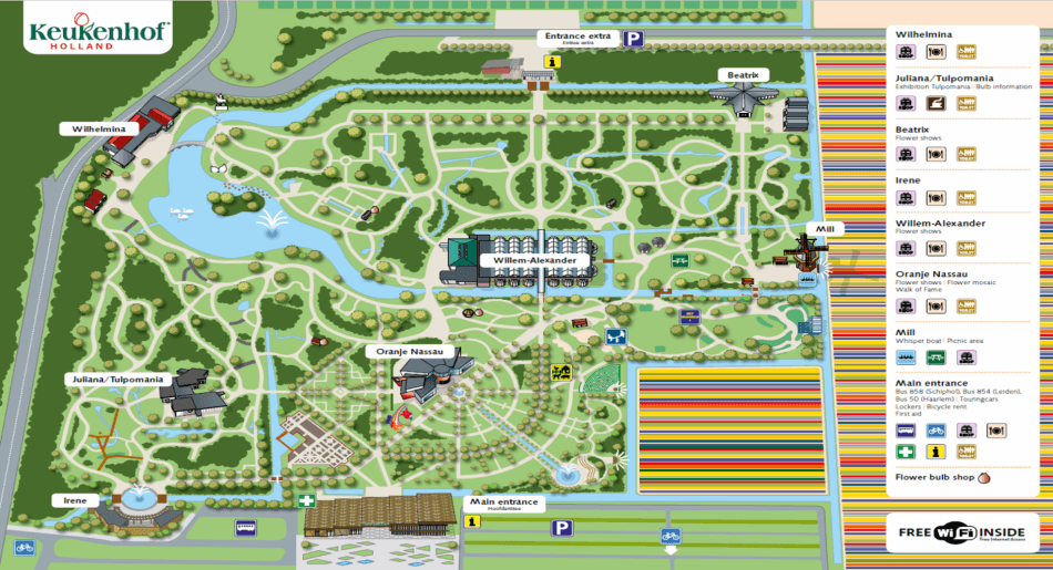foto do mapa de pavilhoes parque keukenhof
